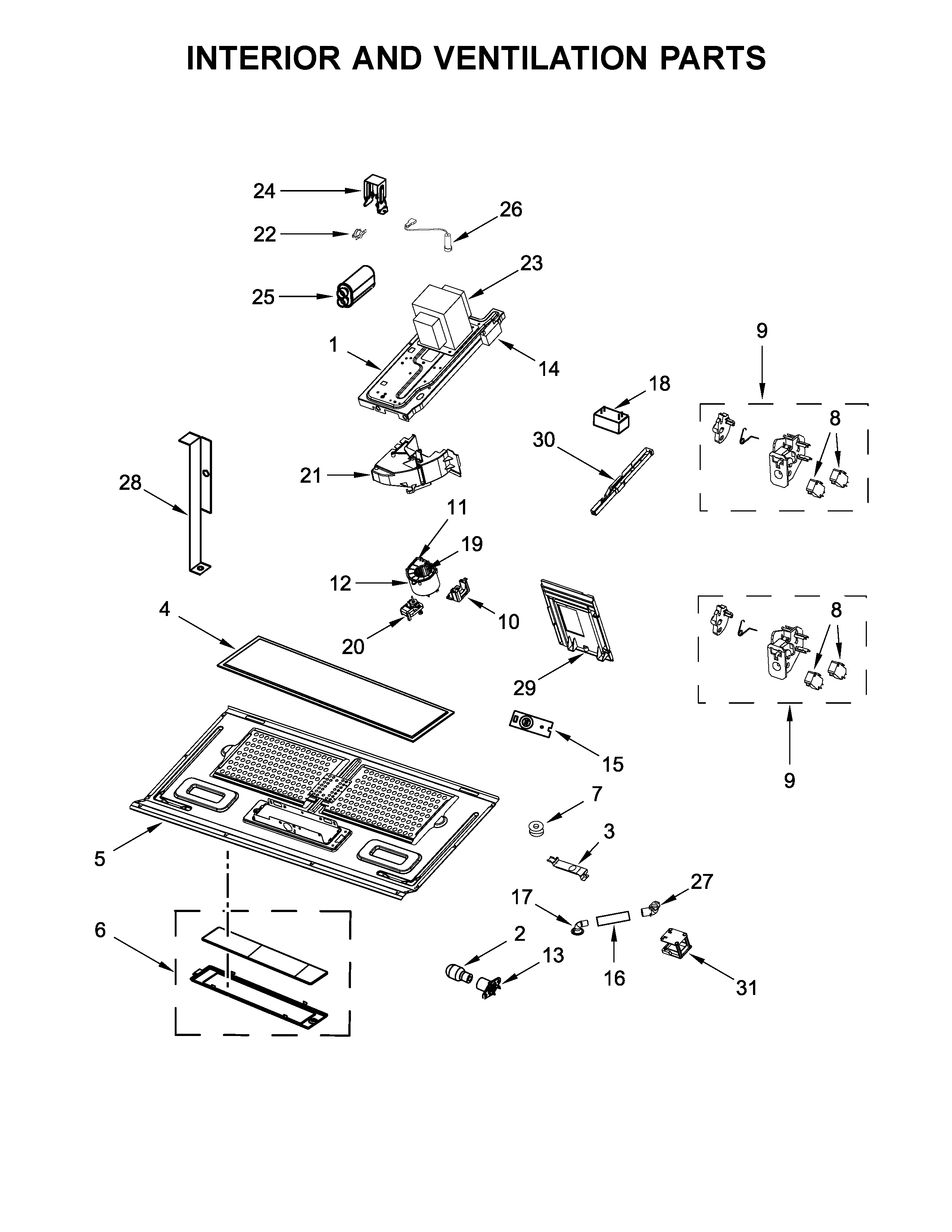 Interior and ventilation parts