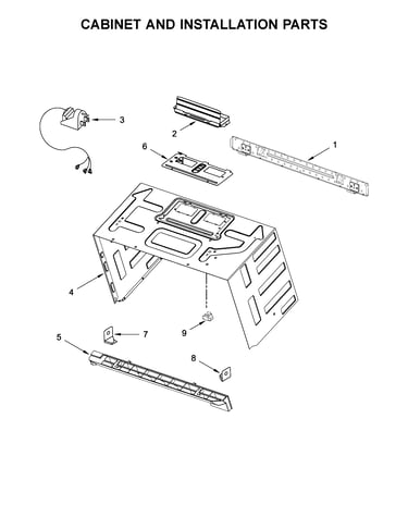 Cabinet and installation parts