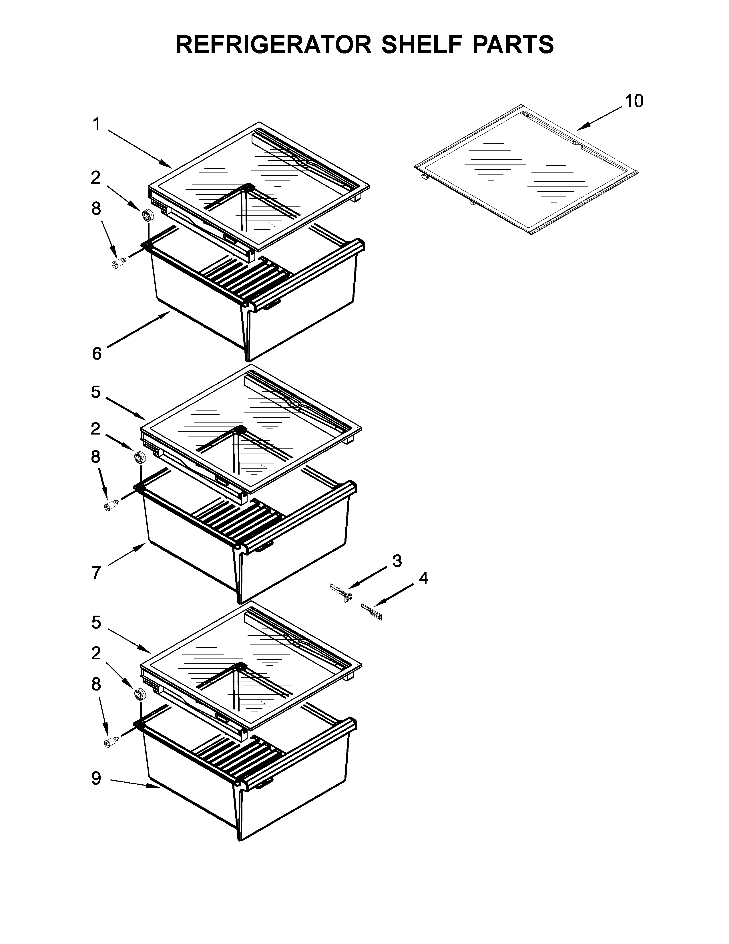 Refrigerator shelf parts