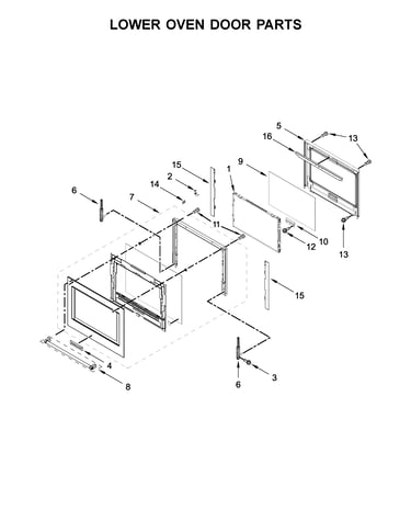 Lower oven door parts