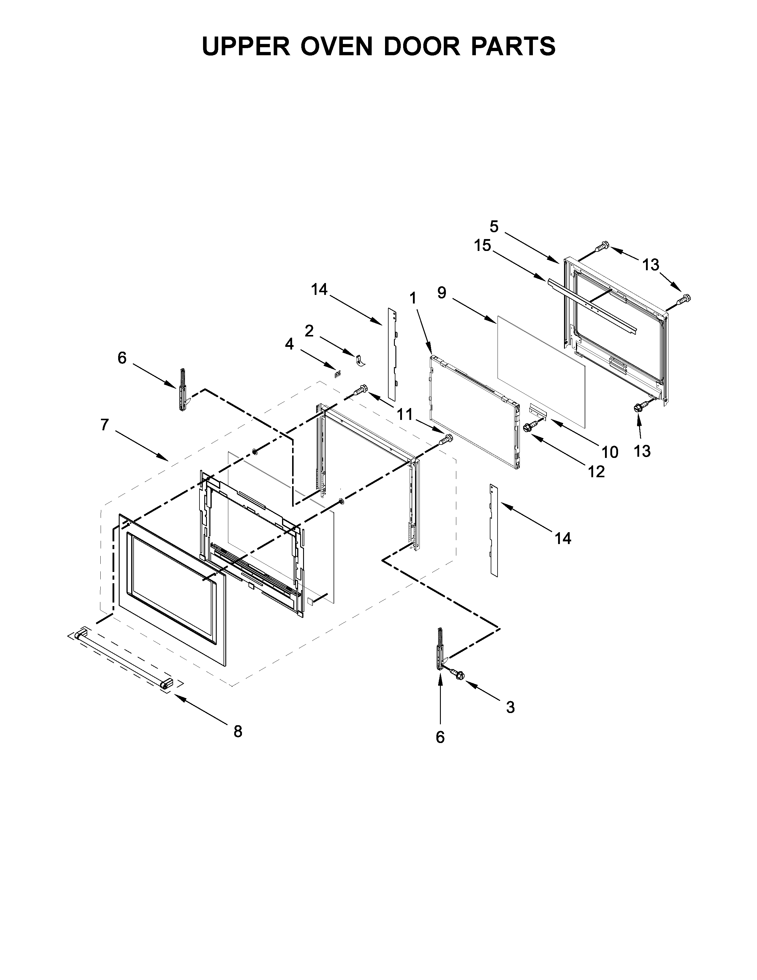 Upper oven door parts
