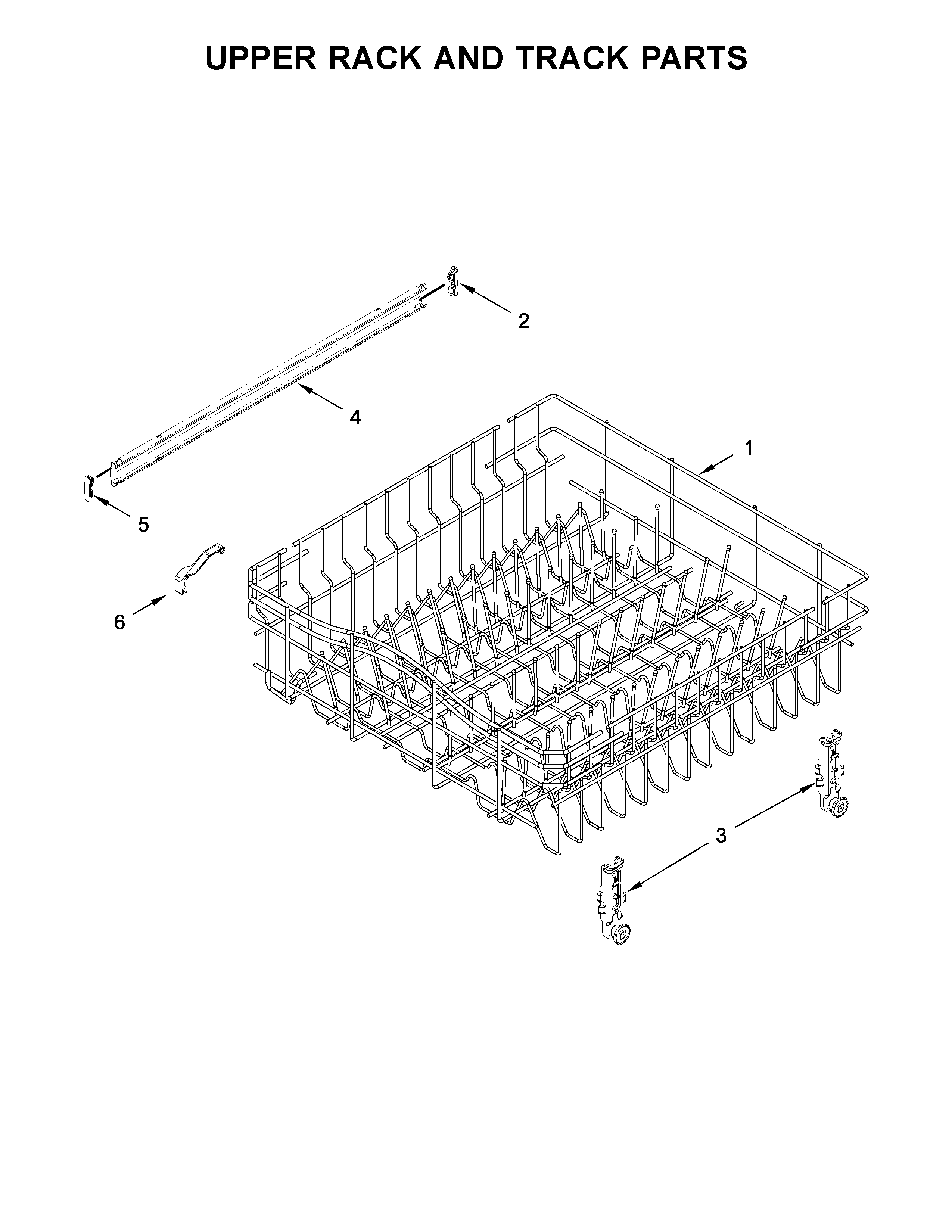 Upper rack and track parts