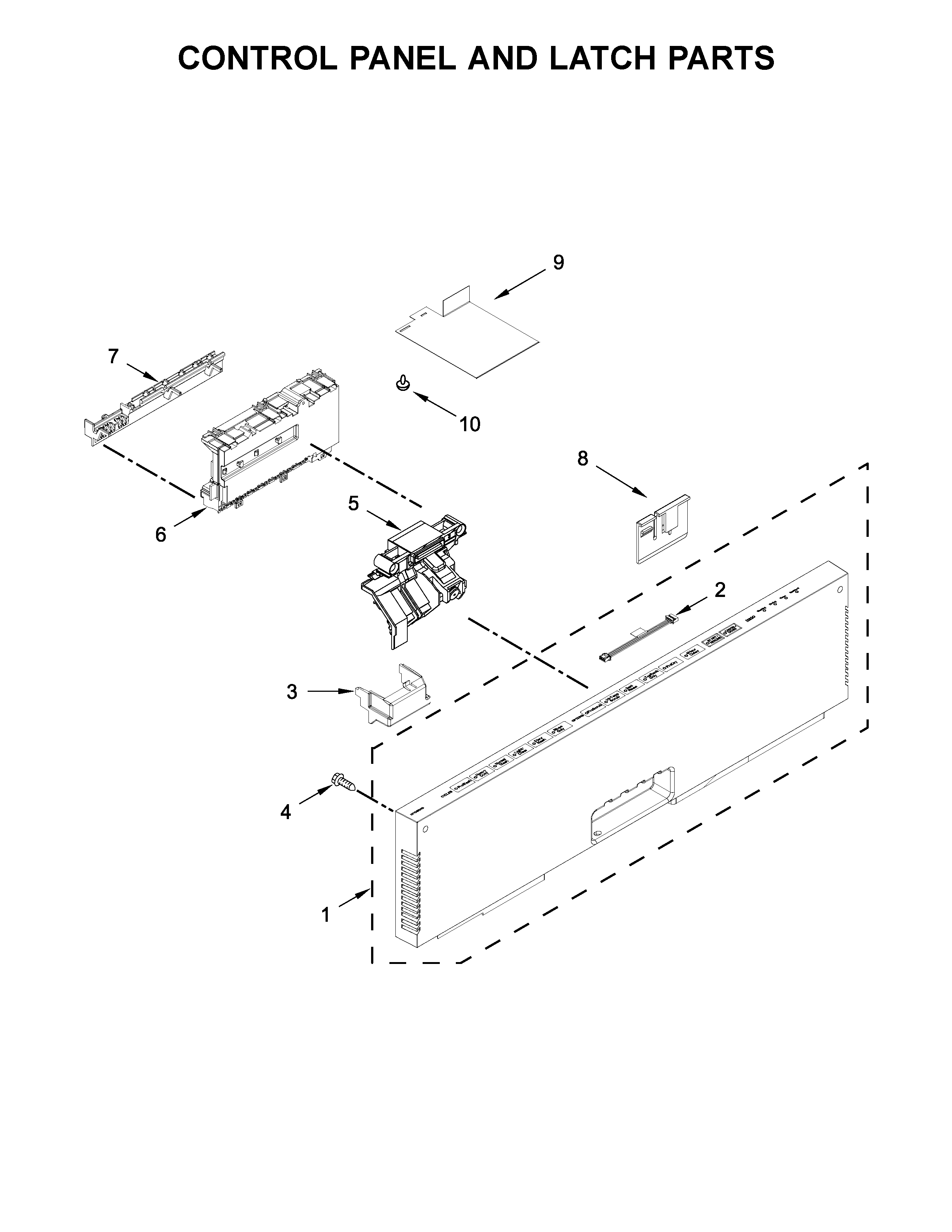 Control panel and latch parts