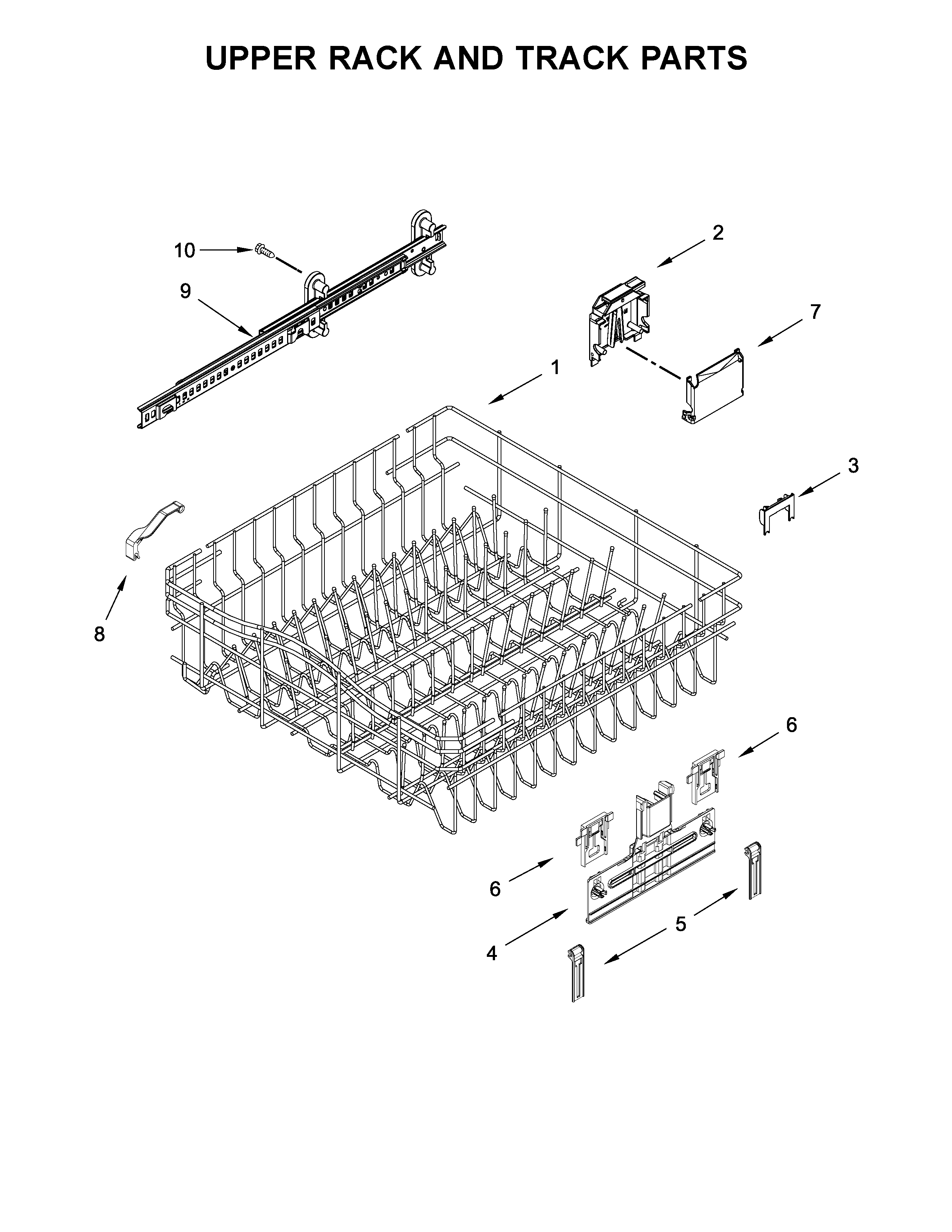 Upper rack and track parts