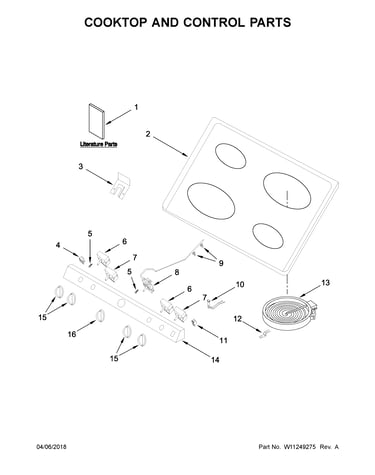 Cooktop and control parts