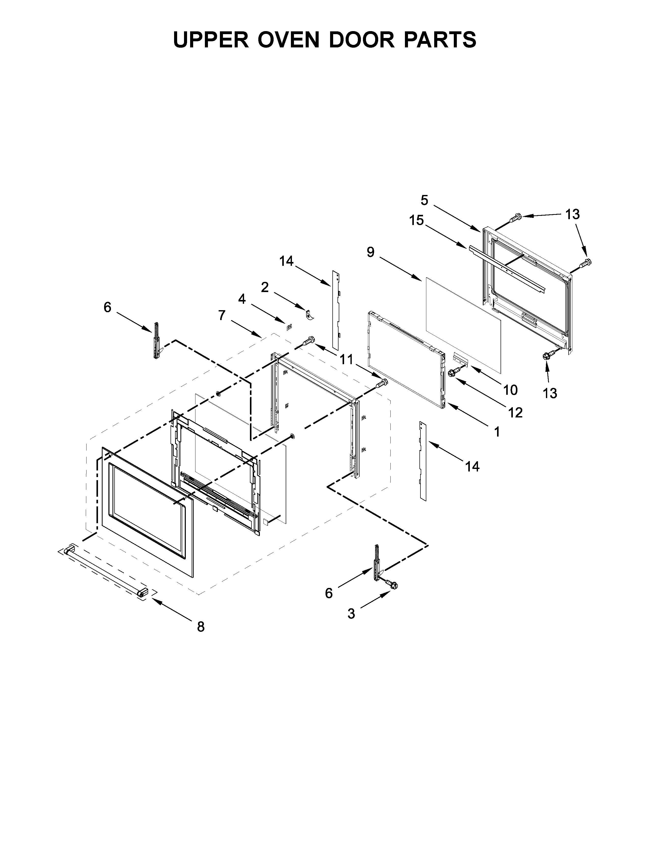 Upper oven door parts