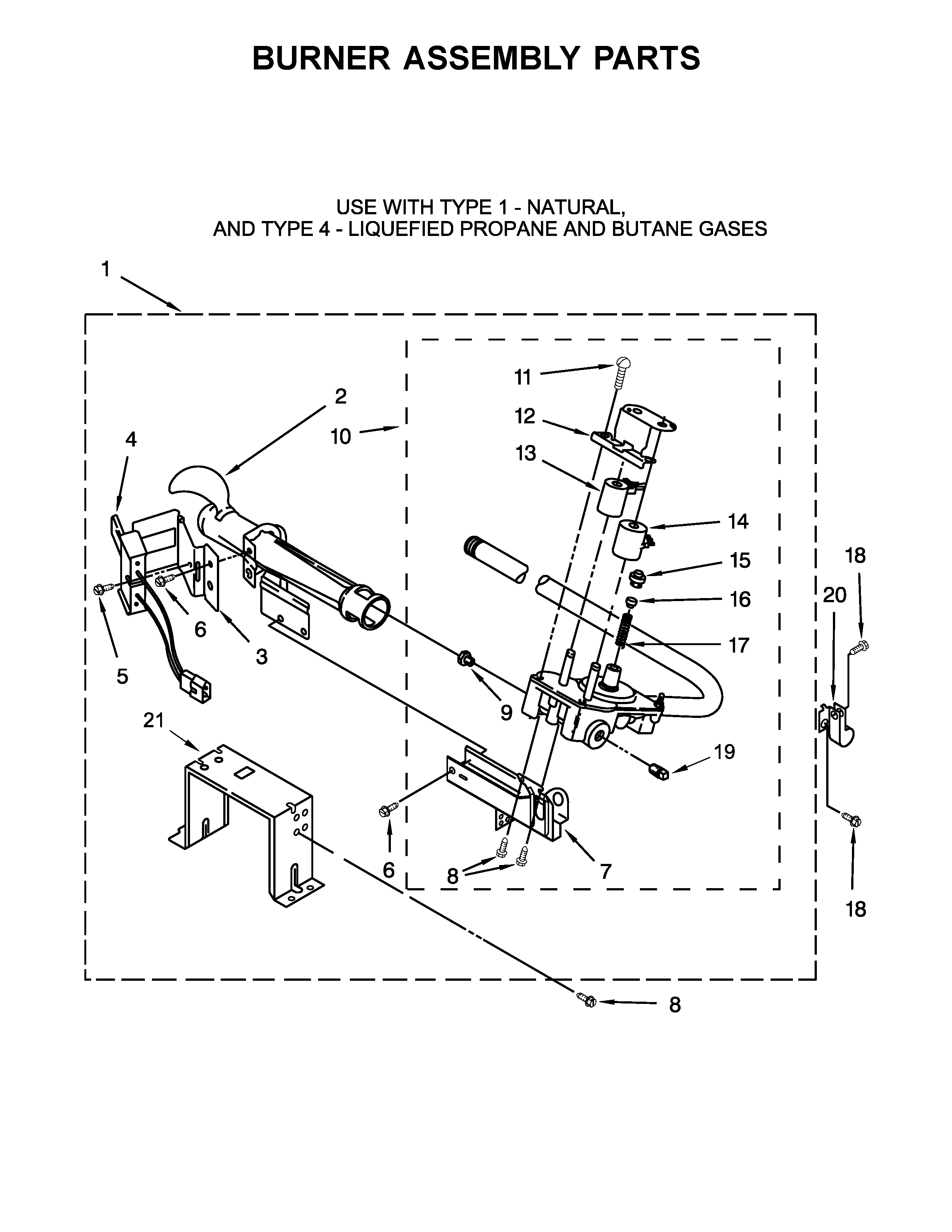 Burner assembly parts
