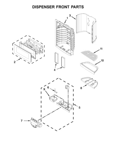 Dispenser front parts