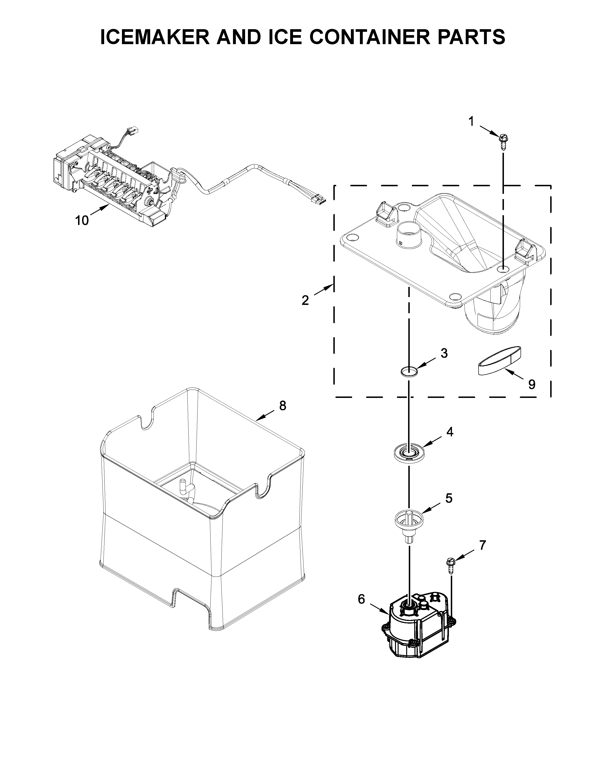 ICEMAKER AND ICE CONTAINER PARTS