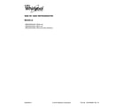 Whirlpool WRS322FNAM01 cover sheet diagram