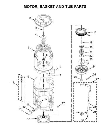 Motor, basket and tub parts