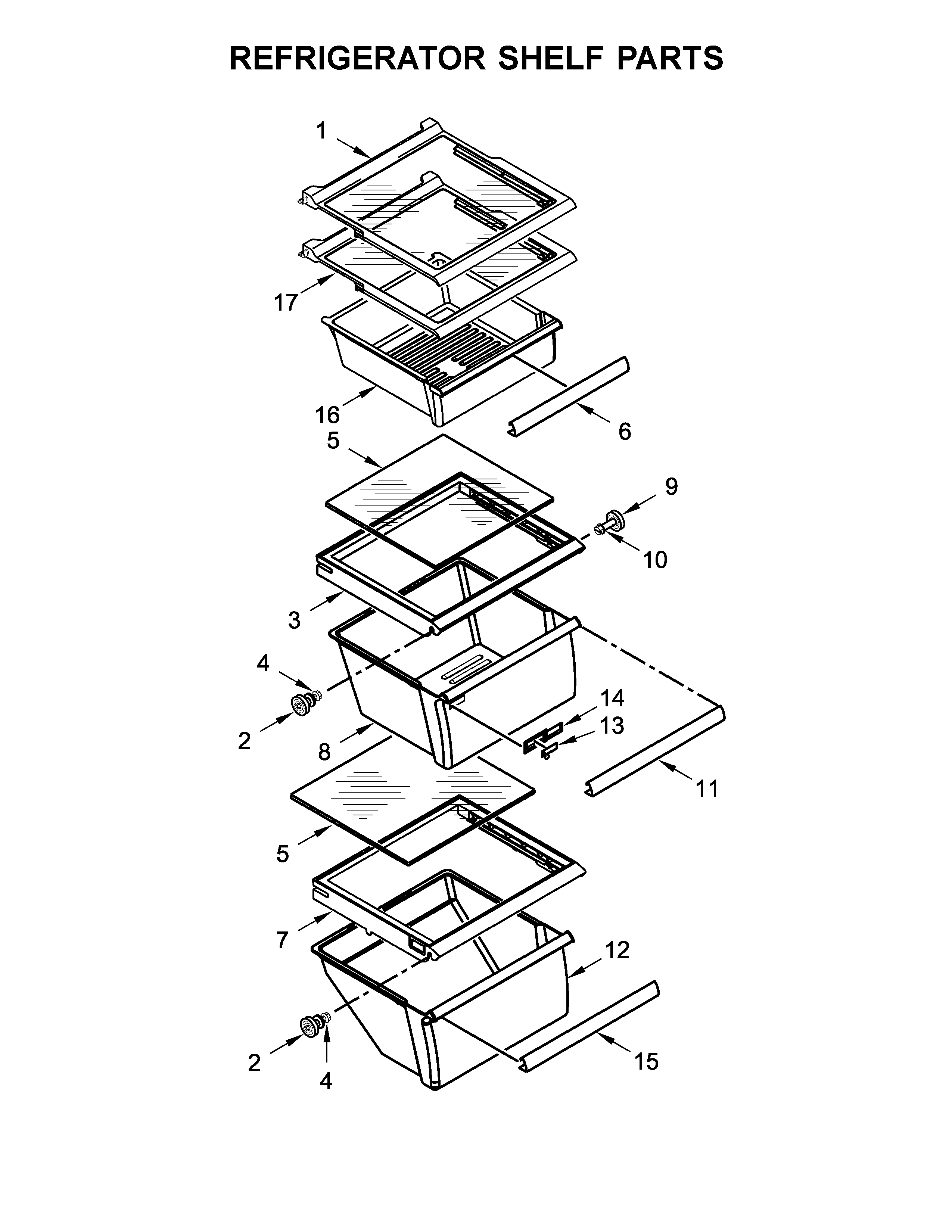 Refrigerator shelf parts