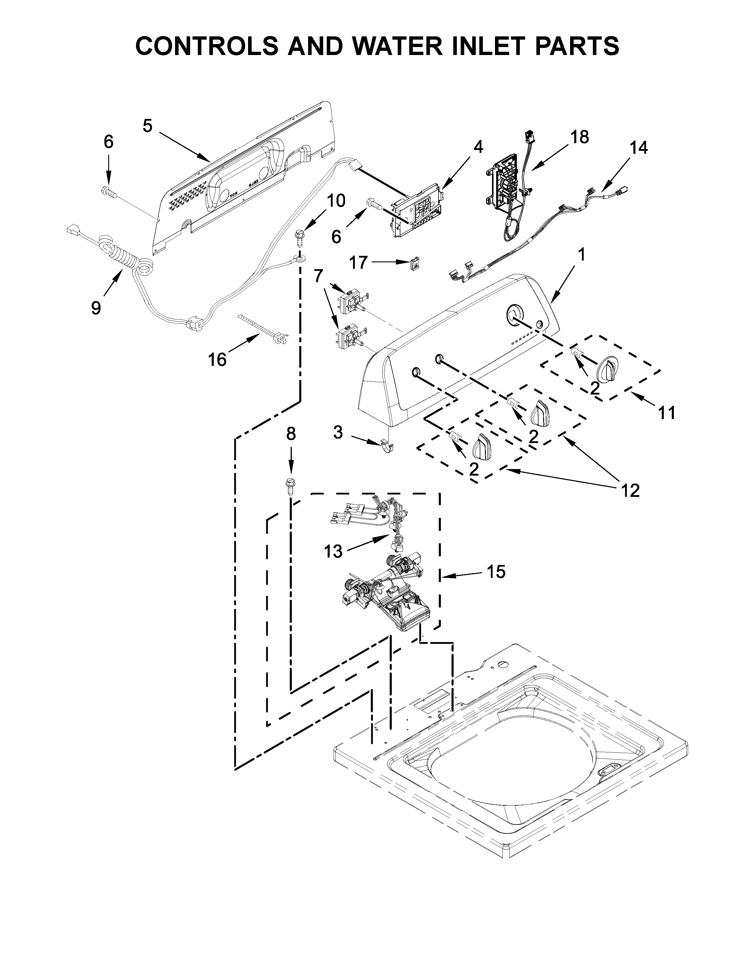 CONTROLS AND WATER INLET PARTS