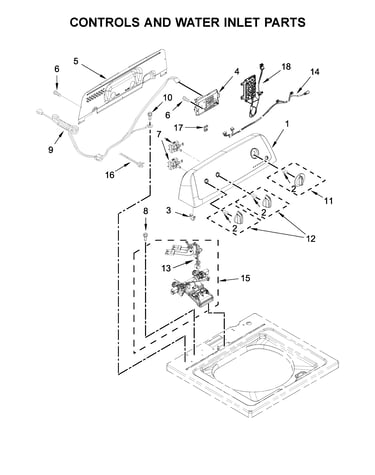 Controls and water inlet parts