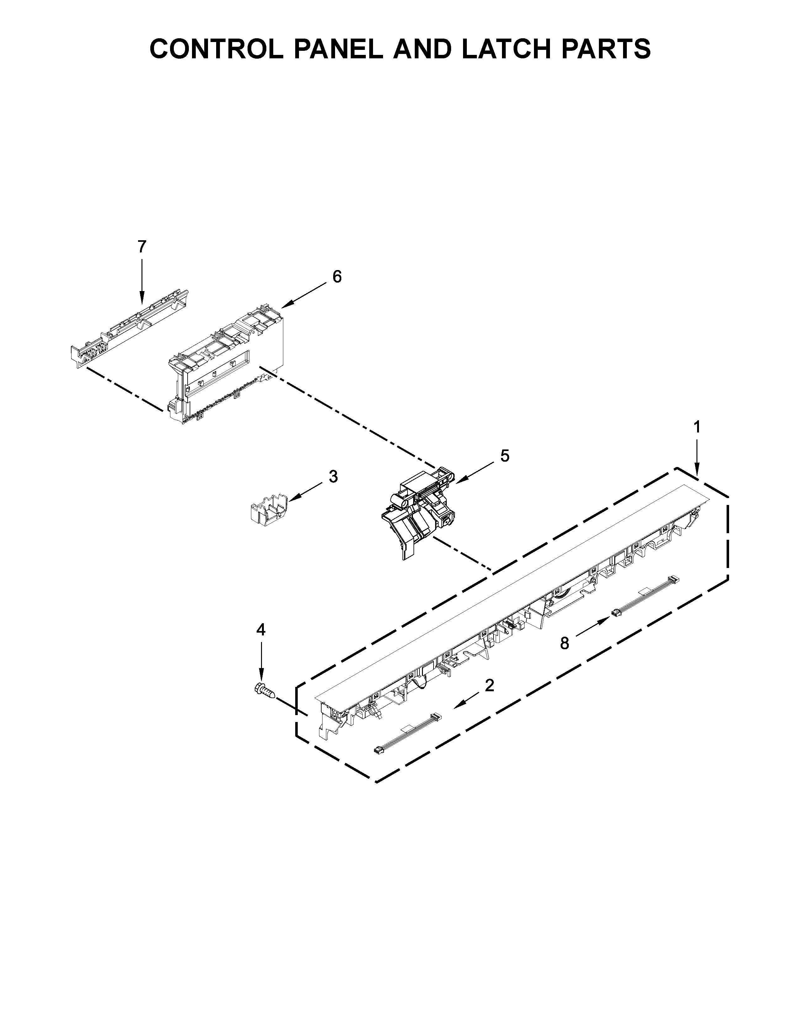 Control panel and latch parts