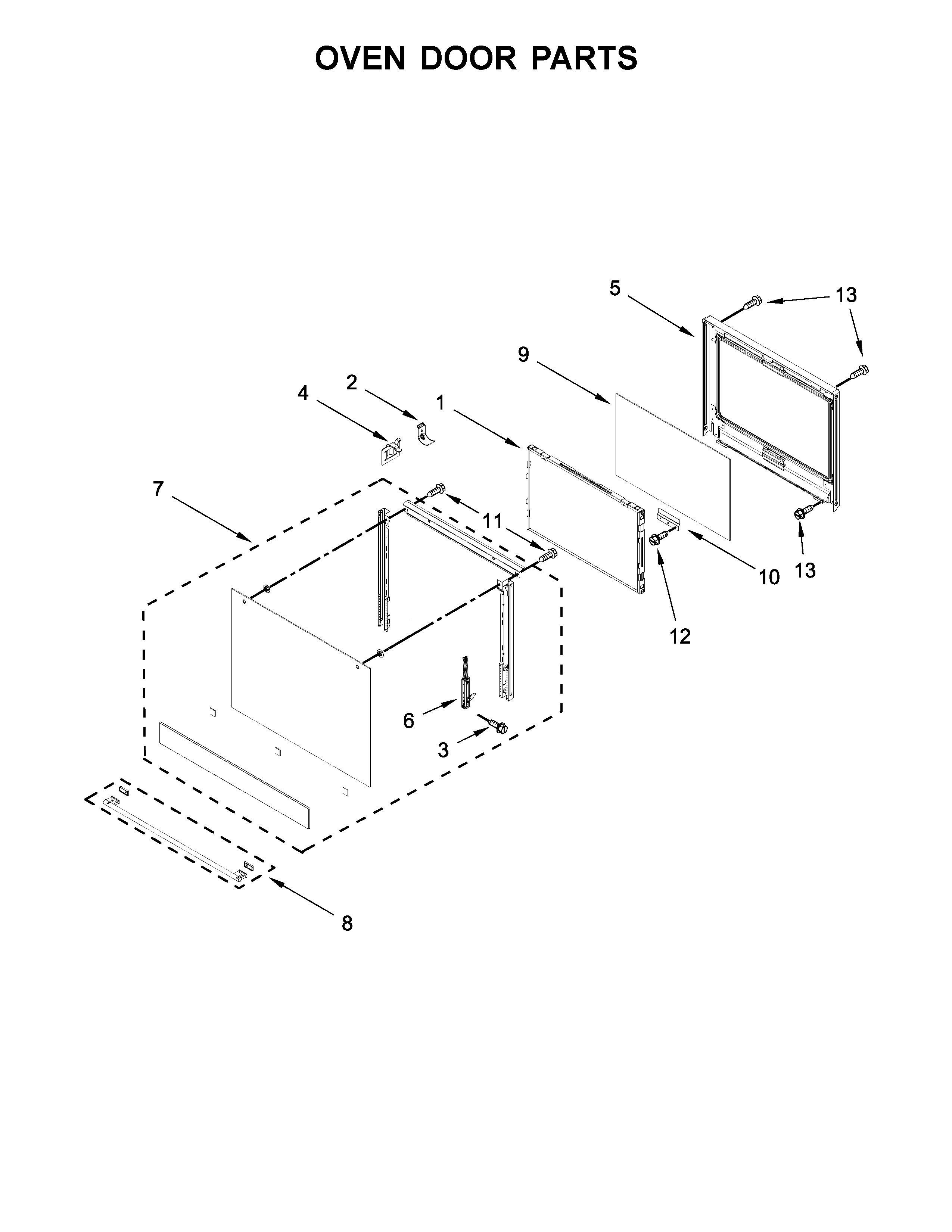Oven door parts