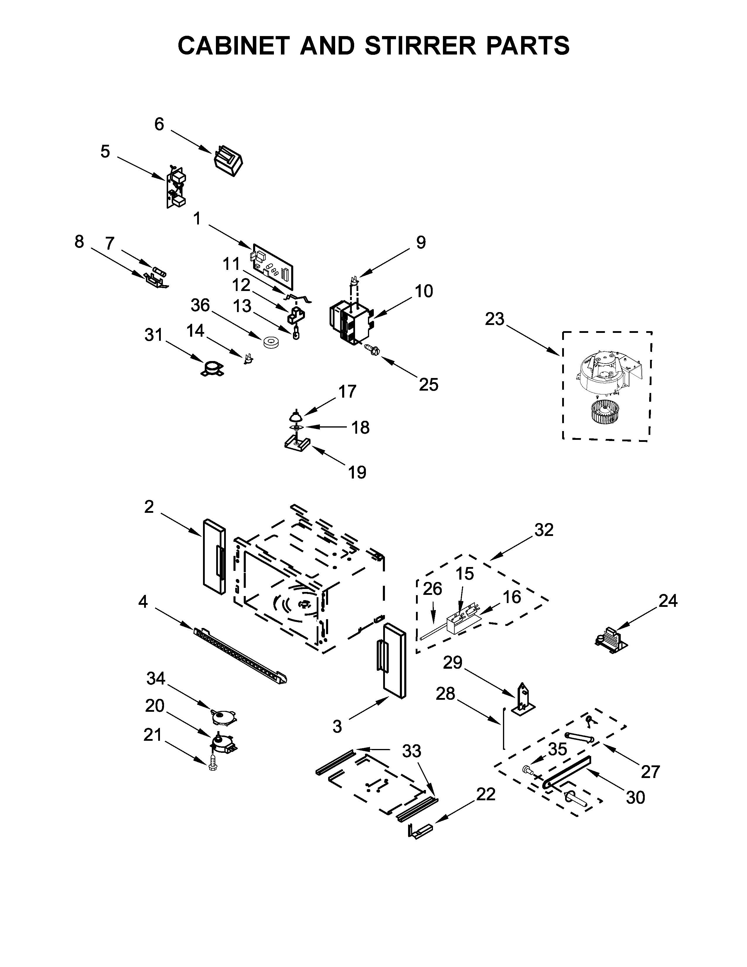 CABINET AND STIRRER PARTS