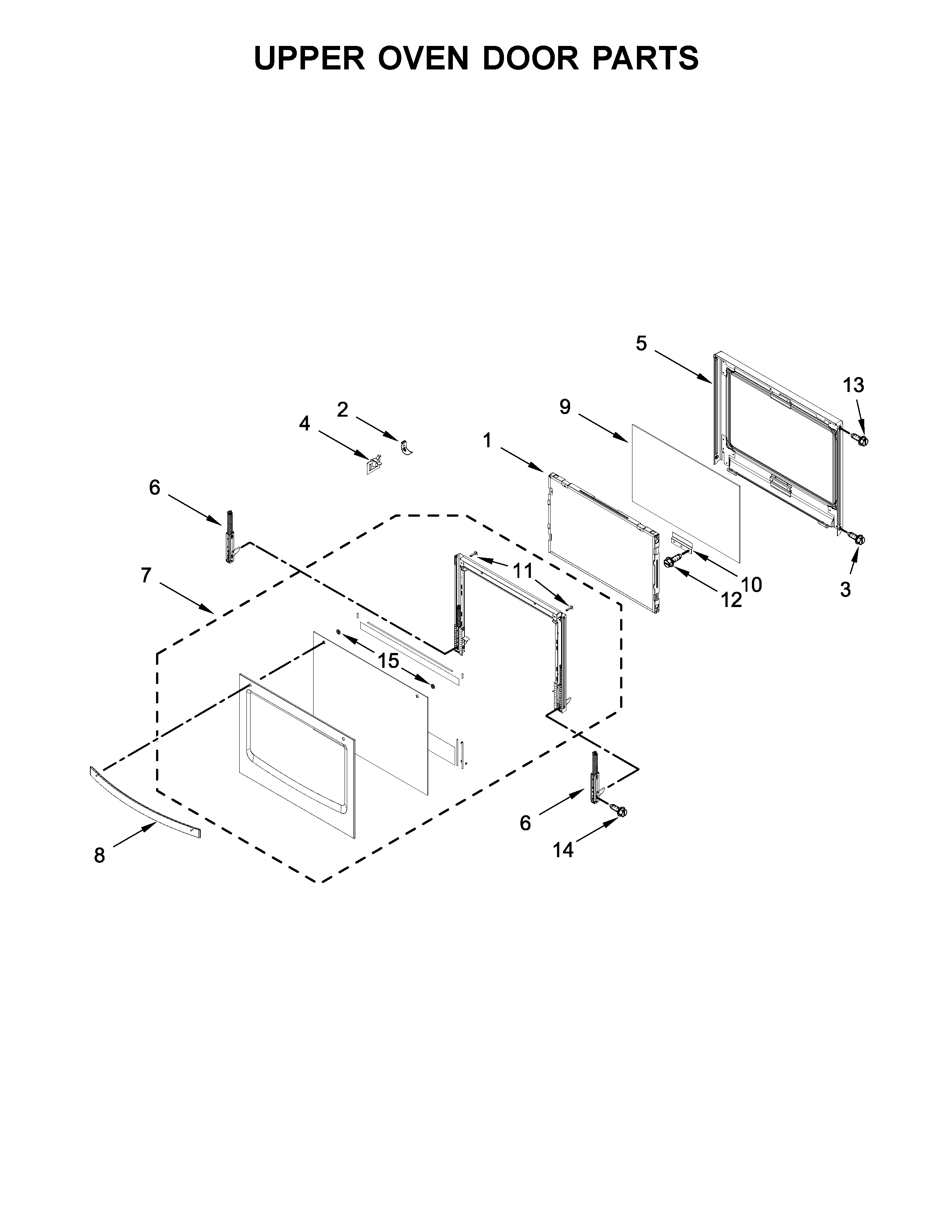 Upper oven door parts