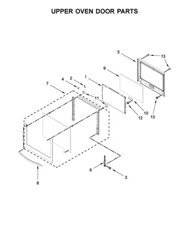 Upper oven door parts