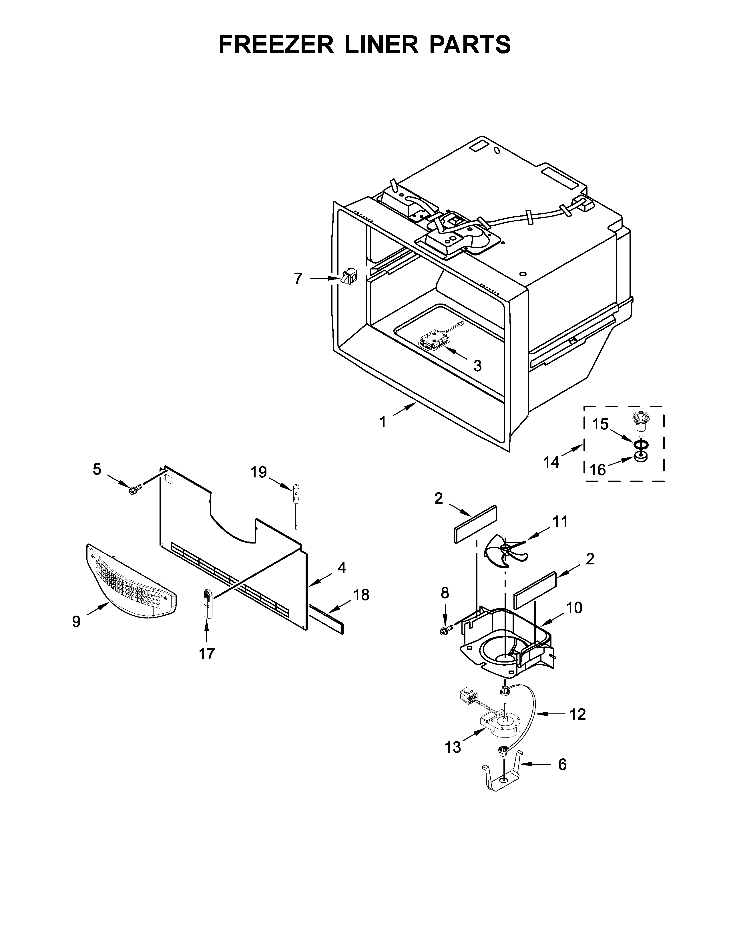 Freezer liner parts