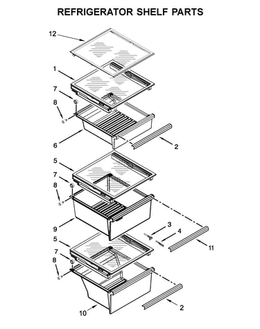 Refrigerator shelf parts
