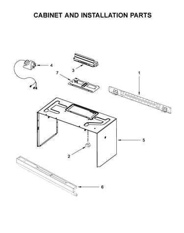 Cabinet and installation parts