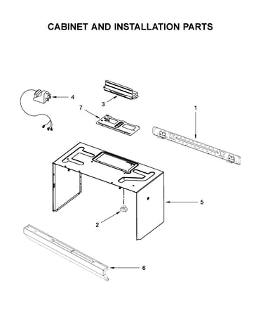Cabinet and installation parts