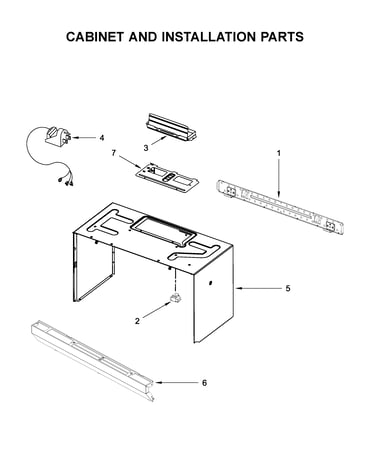 Cabinet and installation parts