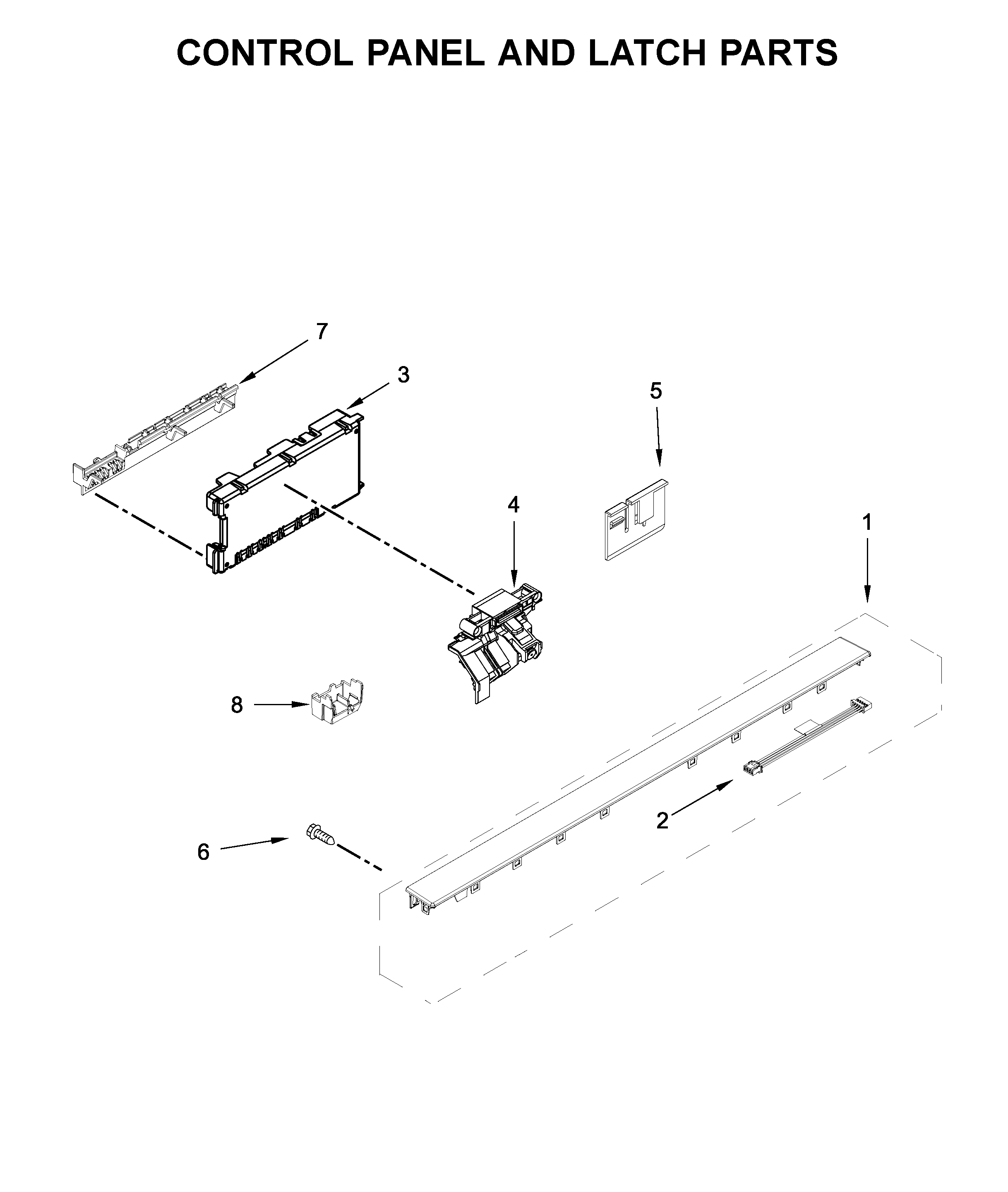 Control panel and latch parts