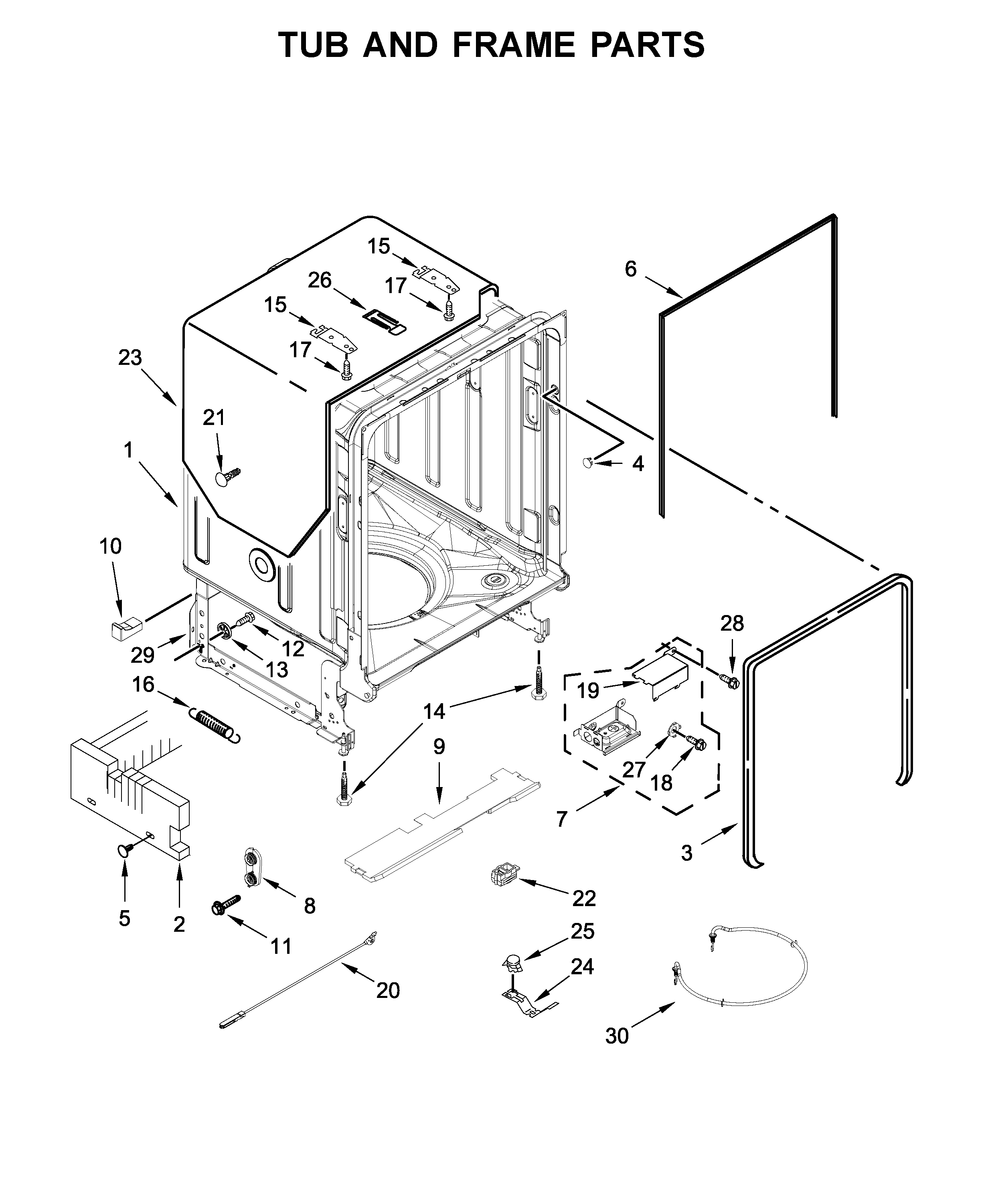 TUB AND FRAME PARTS