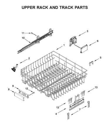 Upper rack and track parts