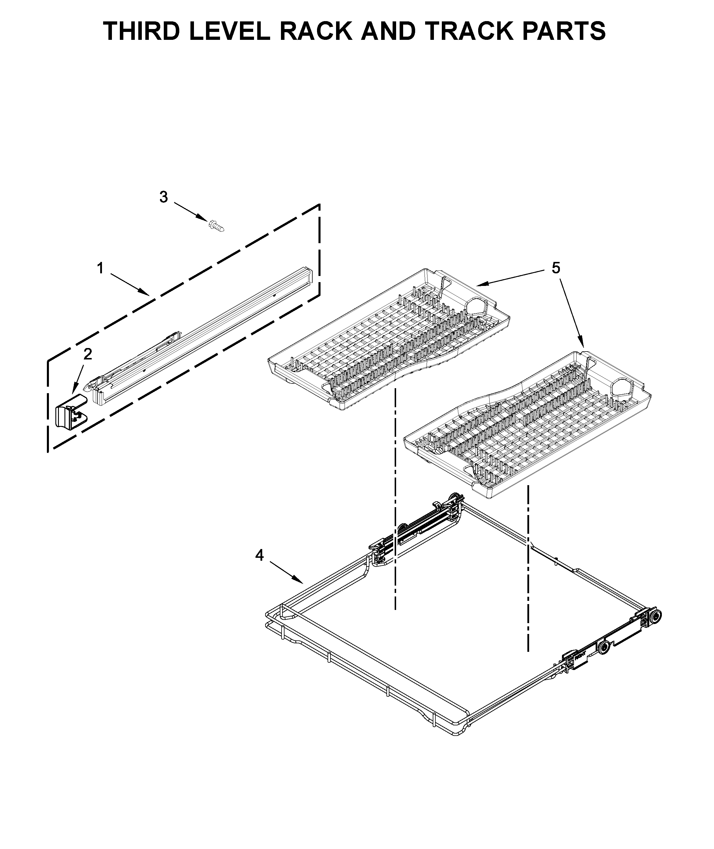 Third level rack and track parts