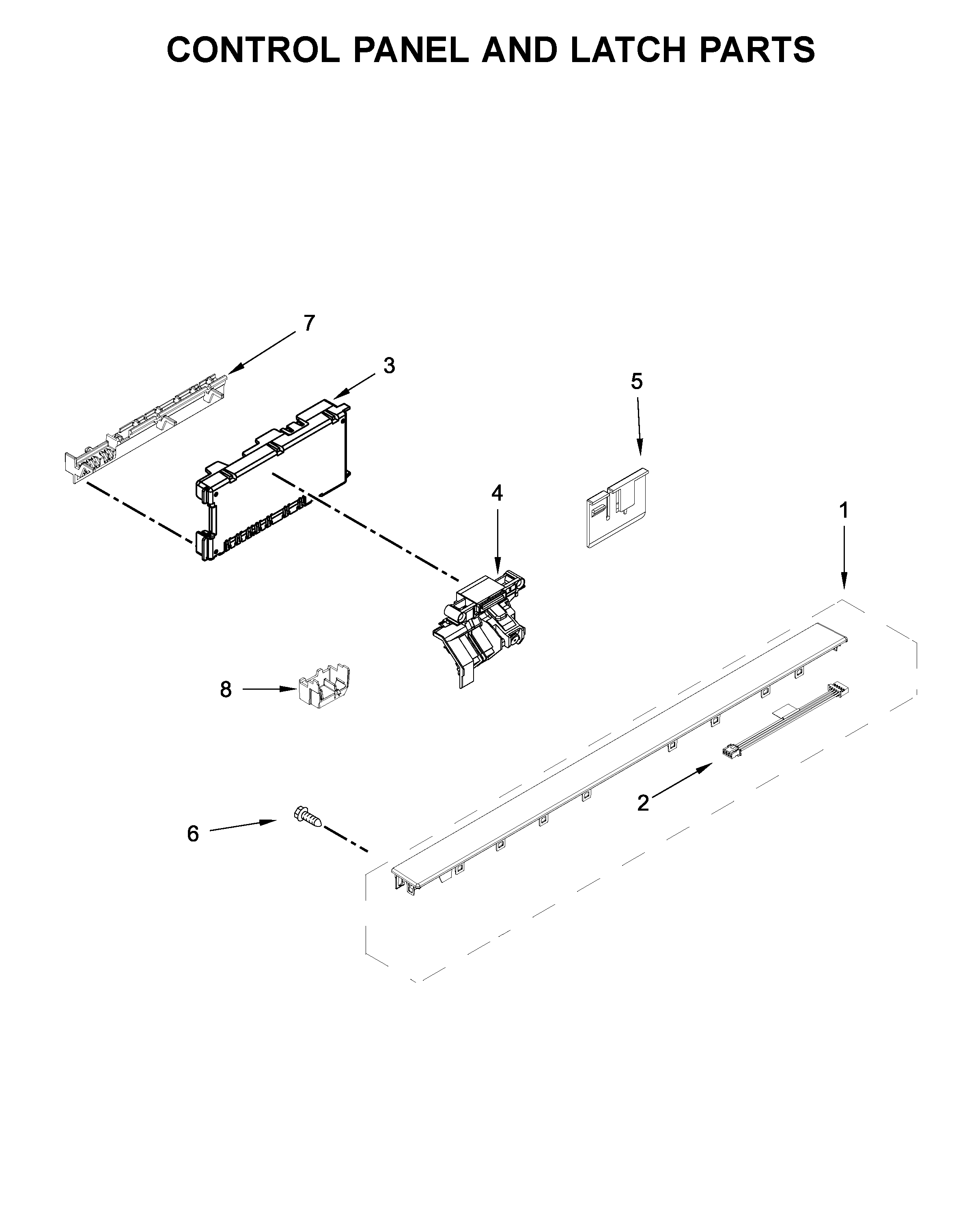 Control panel and latch parts