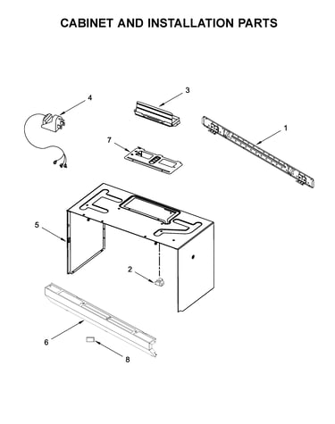 Cabinet and installation parts