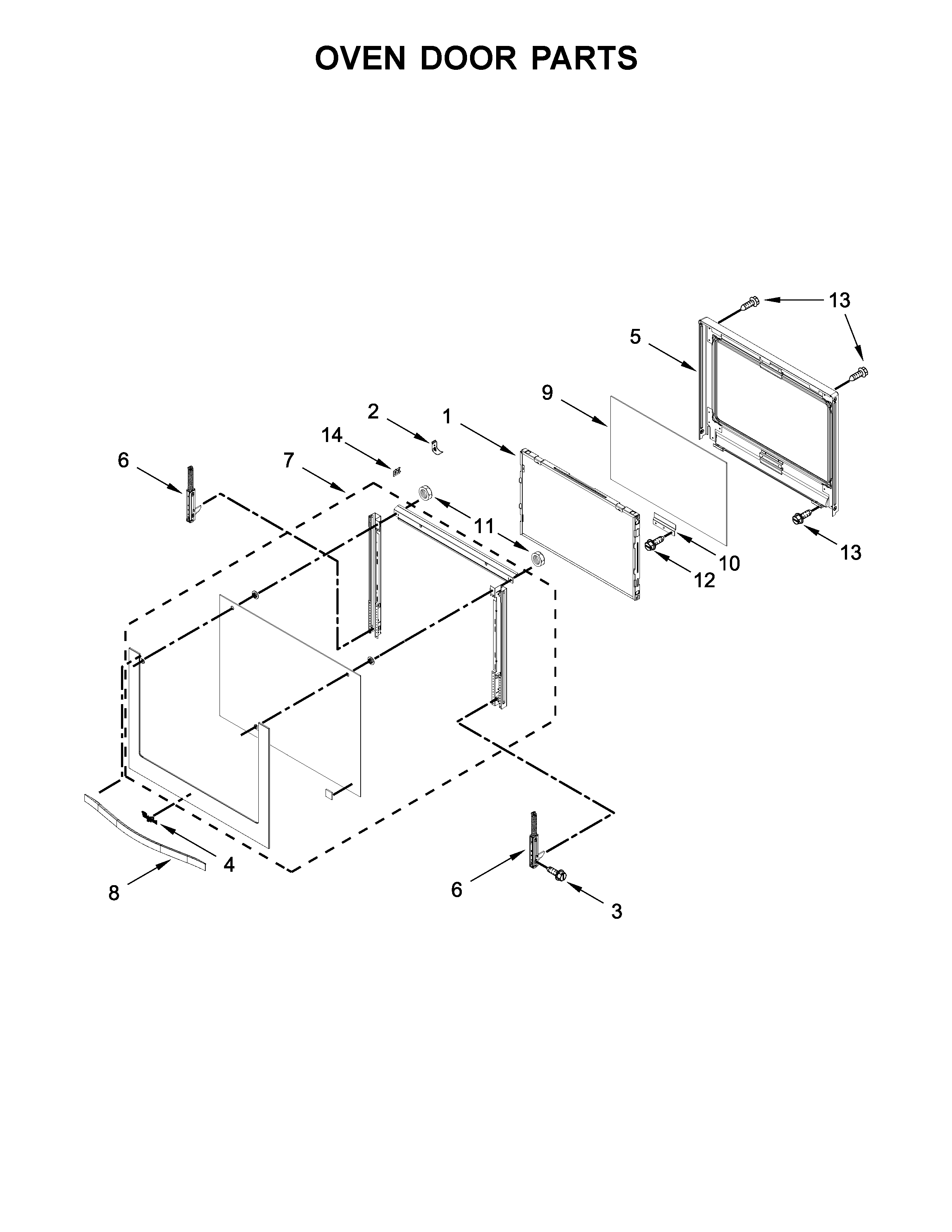 Oven door parts