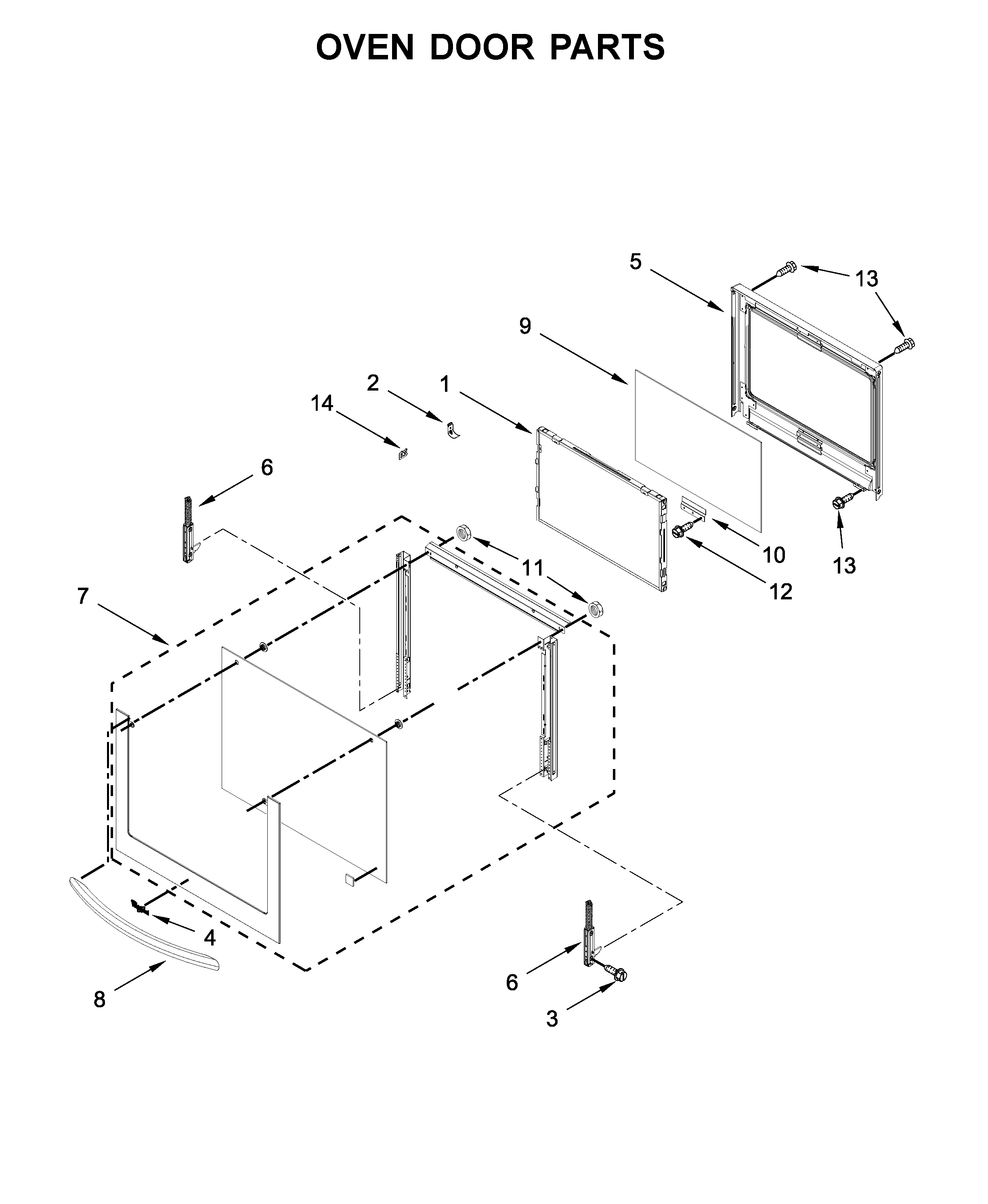 Oven door parts