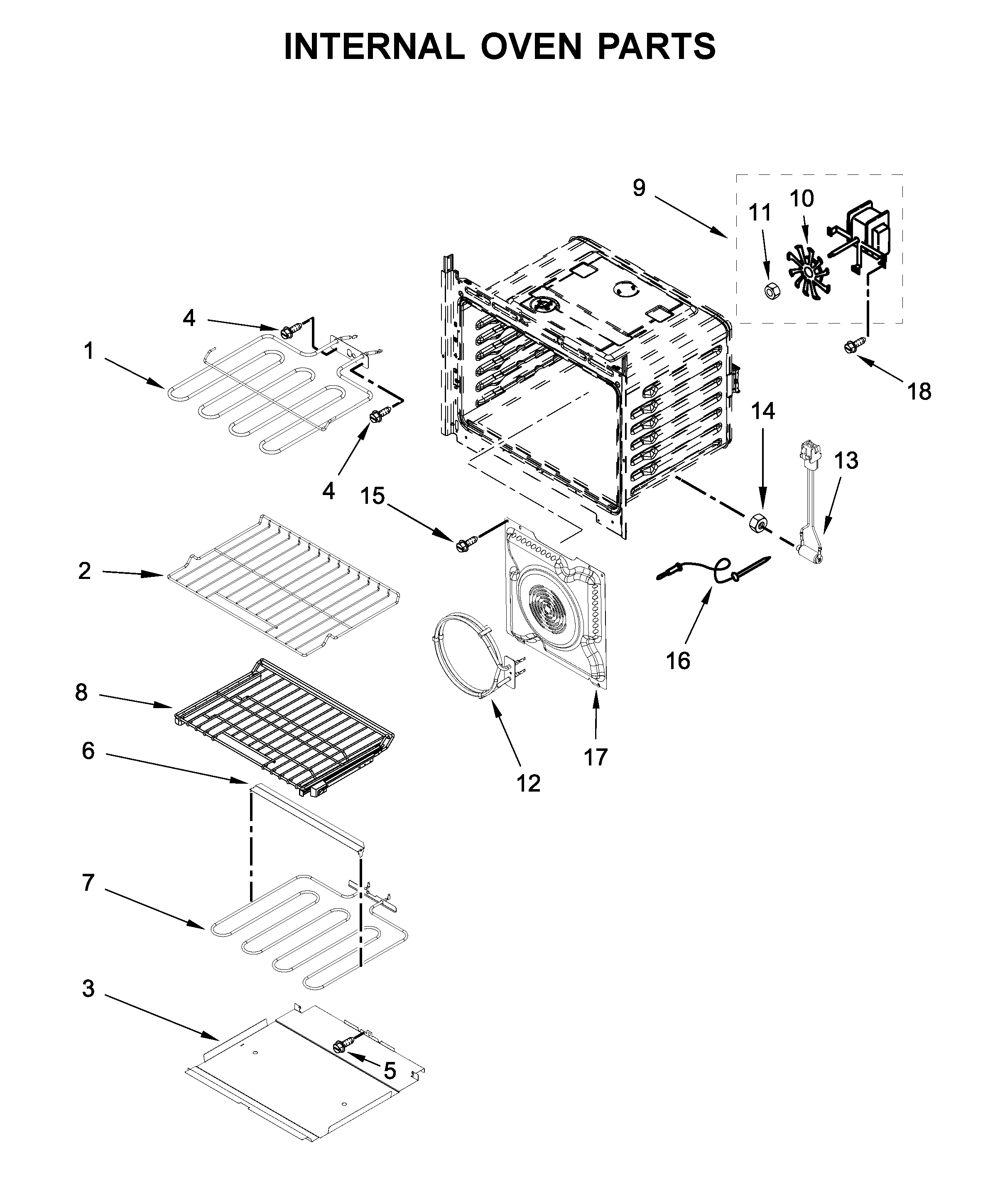 Internal oven parts