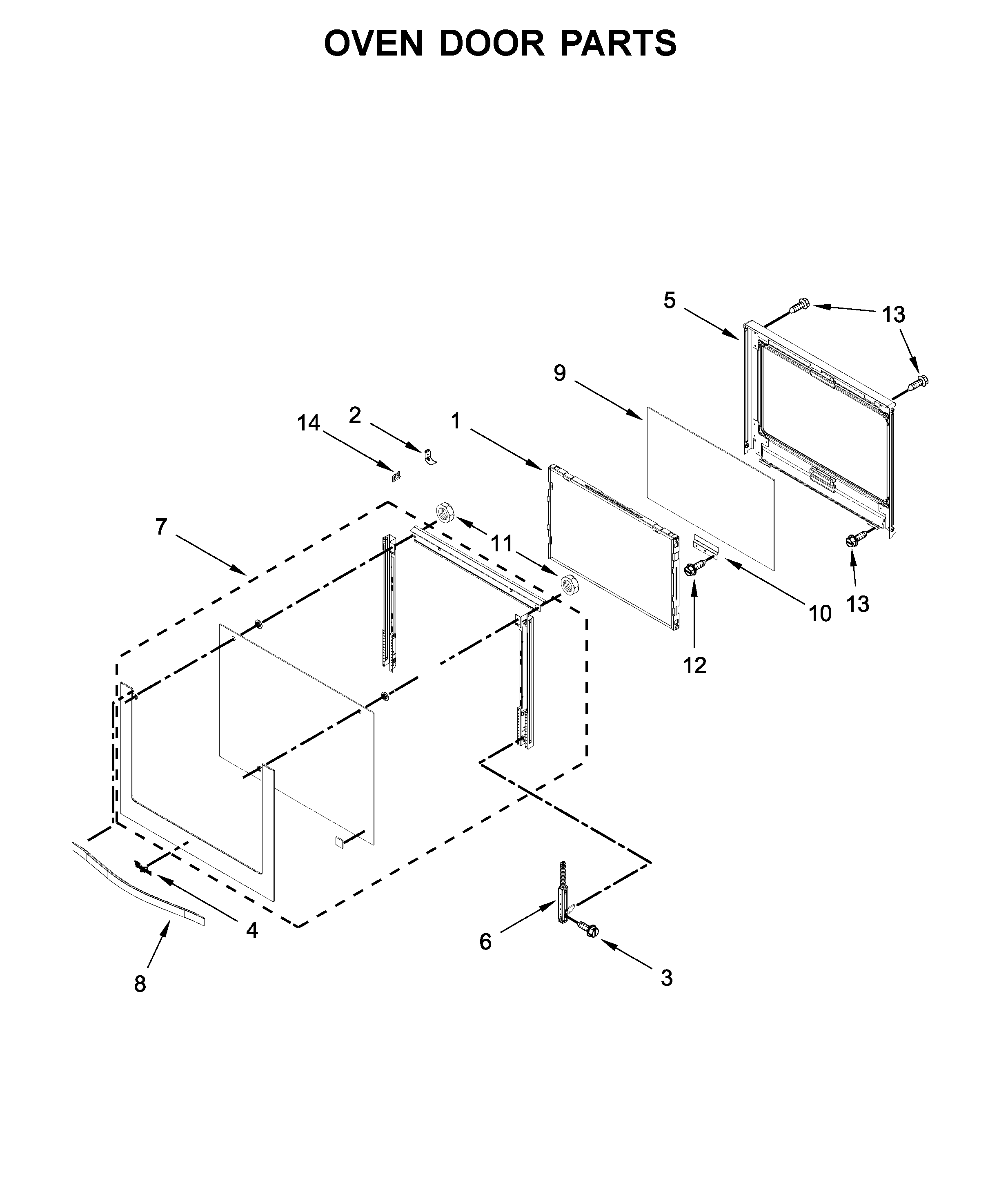 Oven door parts