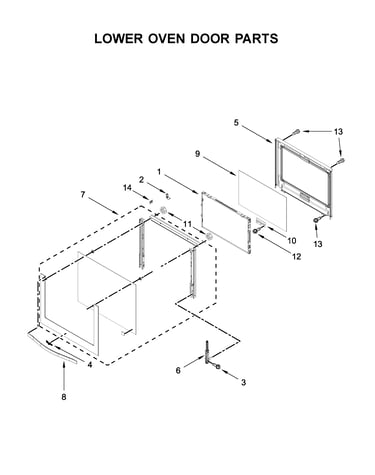 Lower oven door parts