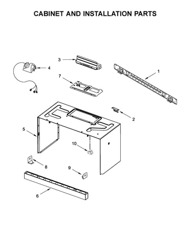 Cabinet and installation parts