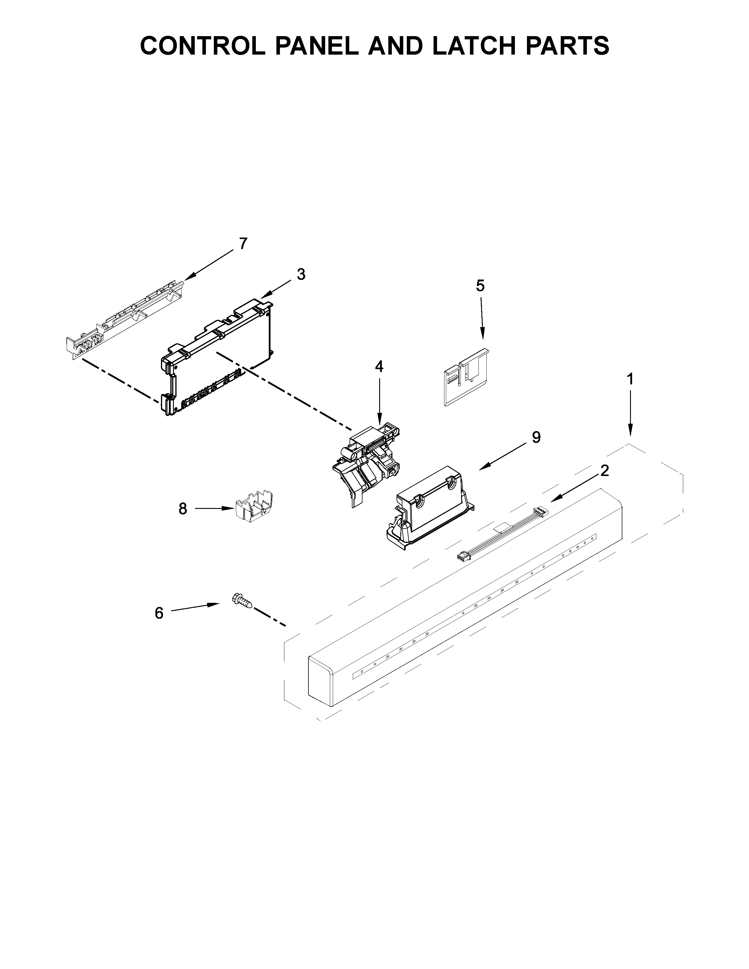 Control panel and latch parts