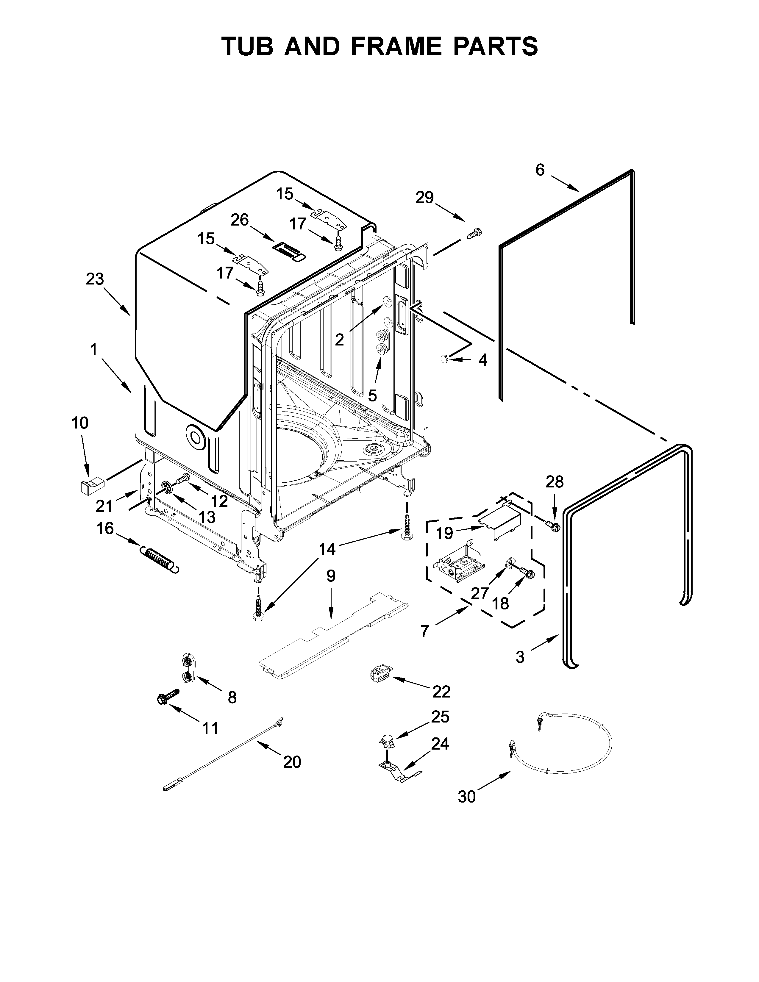 Tub and frame parts