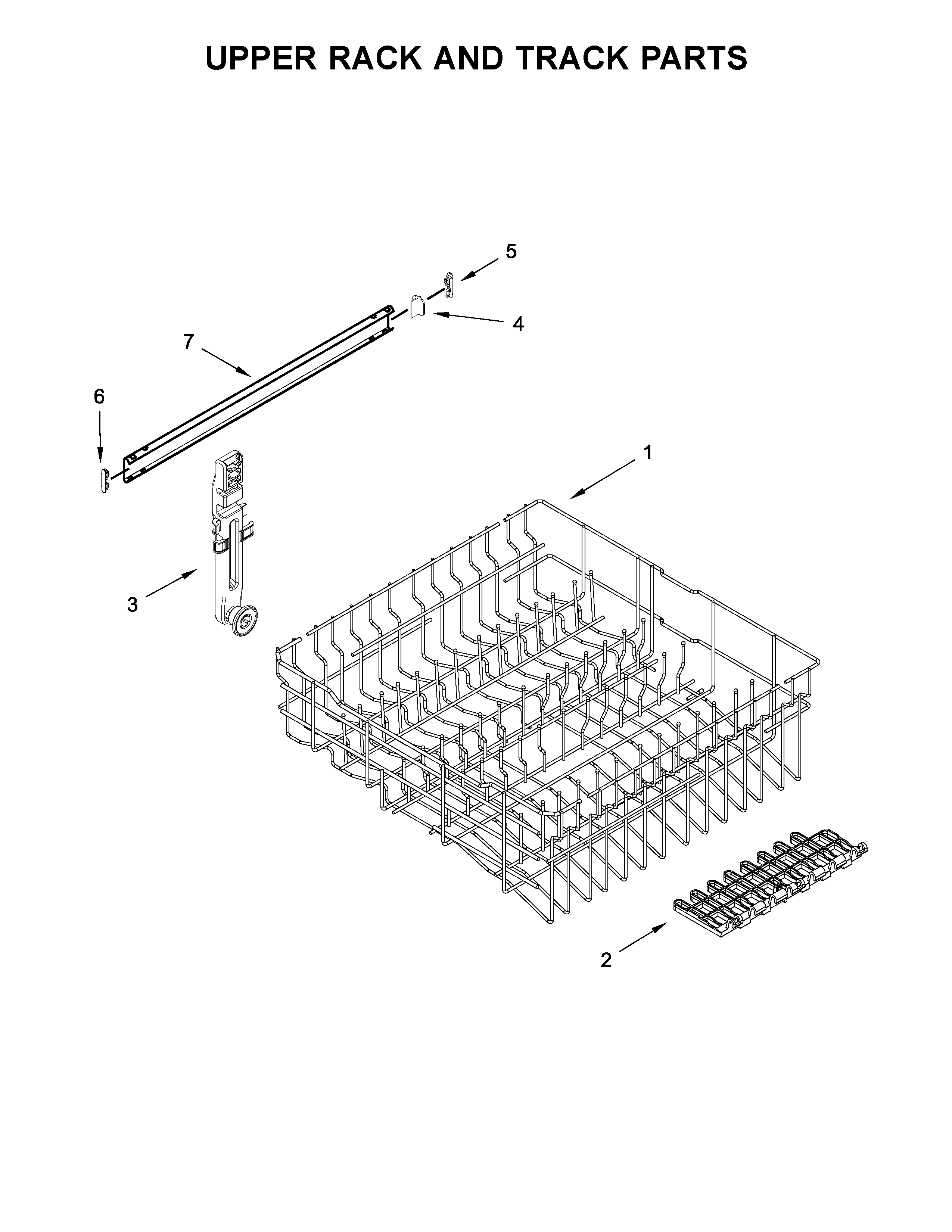 Upper rack and track parts