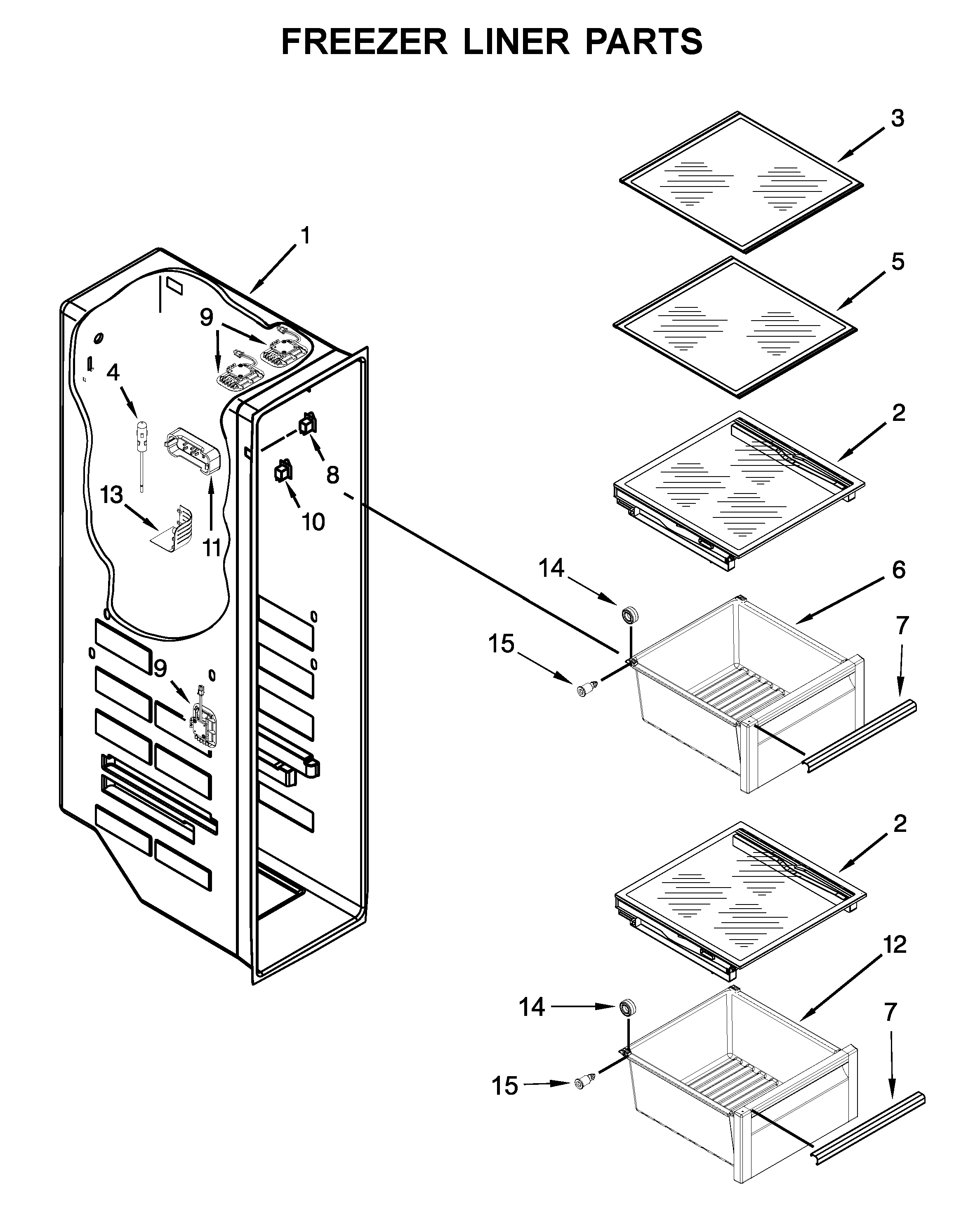 Freezer liner parts