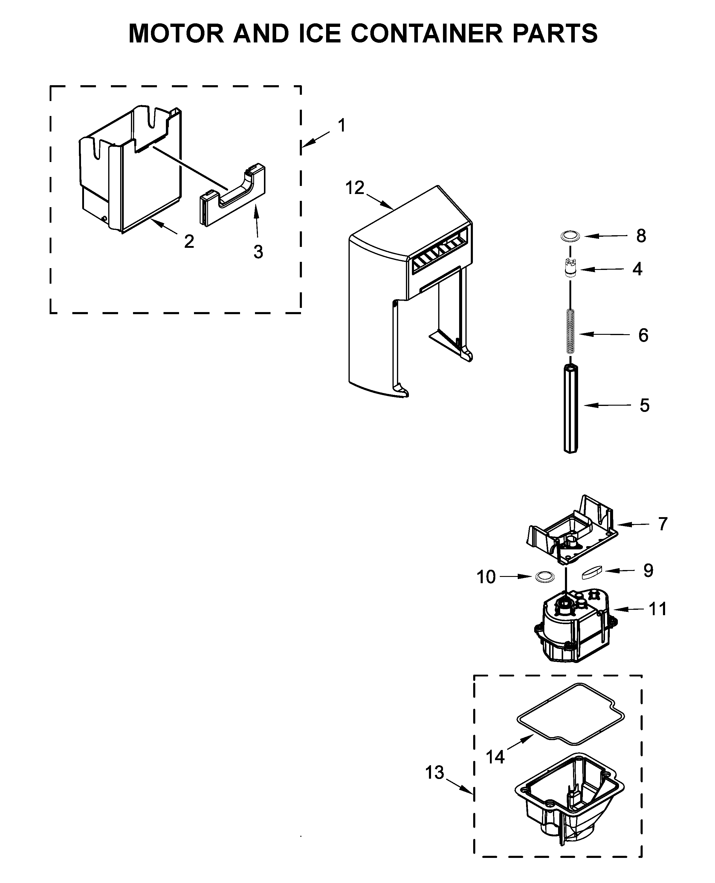 MOTOR AND ICE CONTAINER PARTS