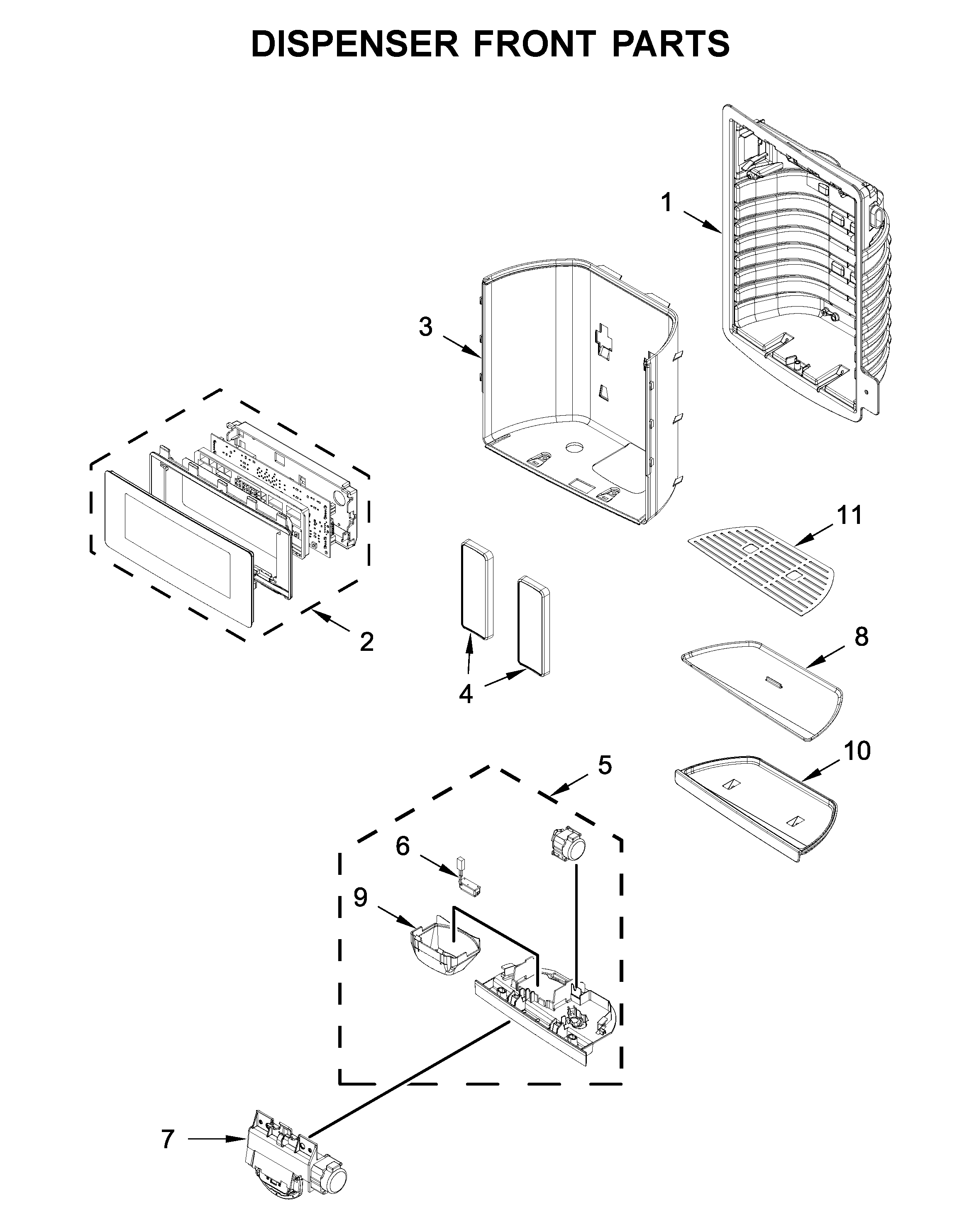 Dispenser front parts