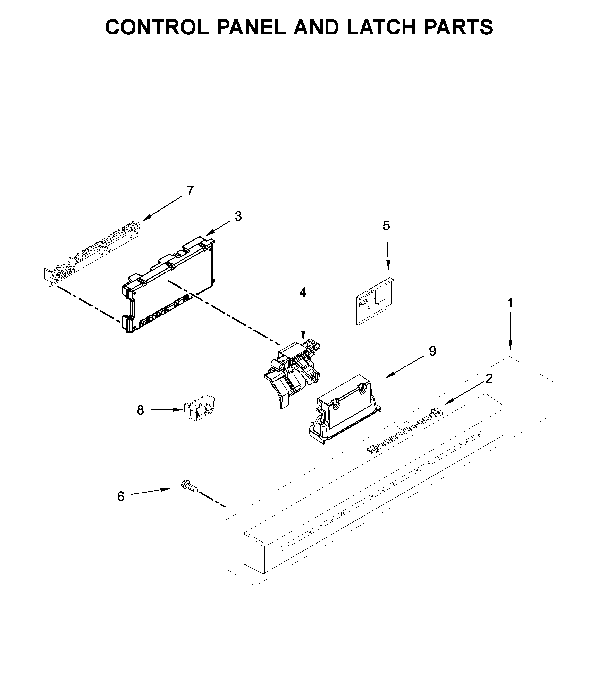 Control panel and latch parts