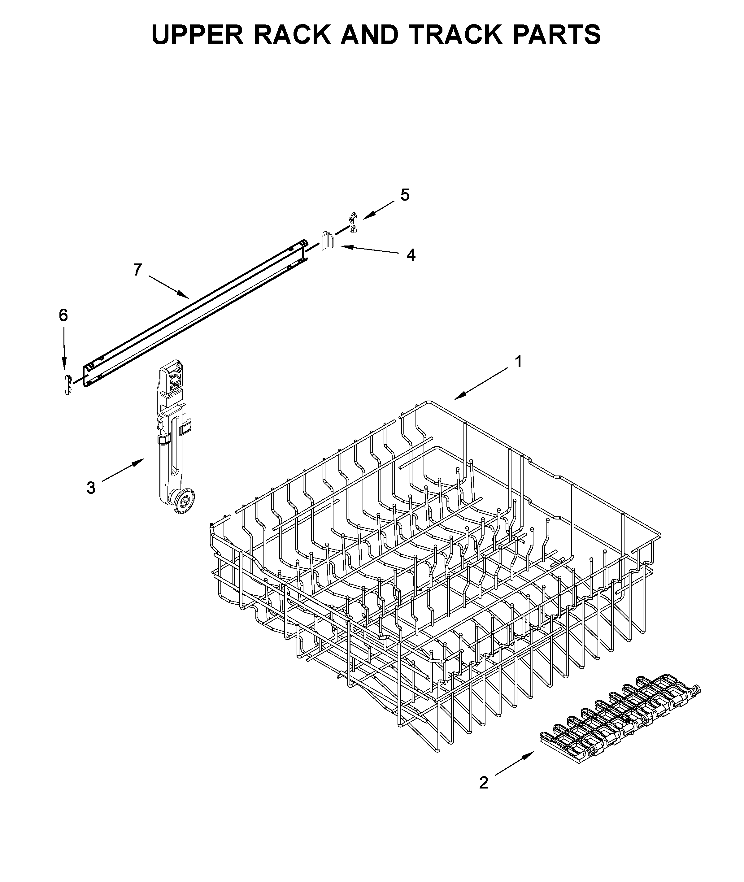 Upper rack and track parts