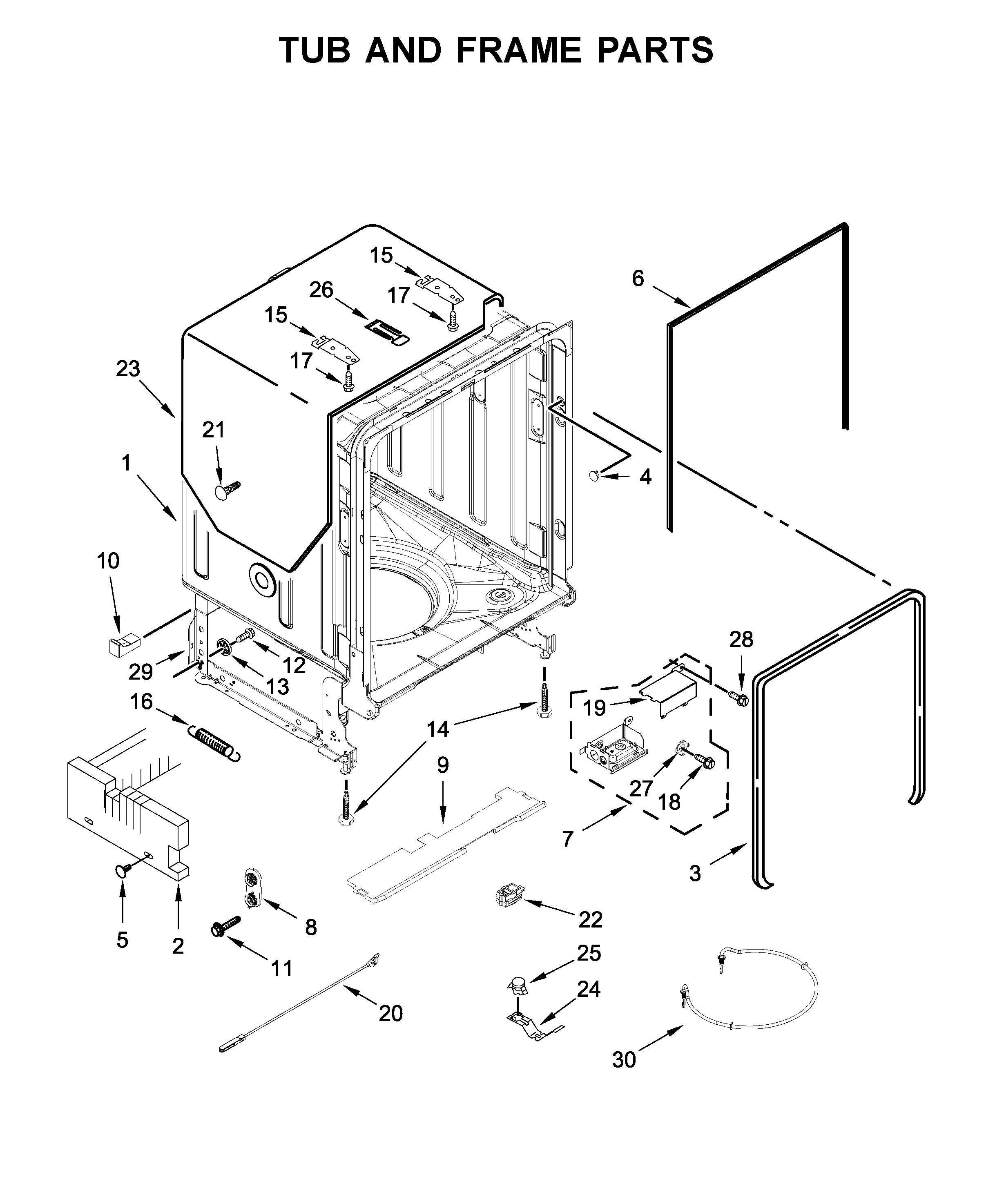 Tub and frame parts