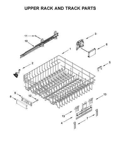 Upper rack and track parts